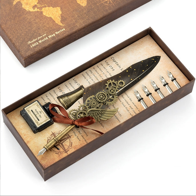Retro Feather Pen - Brown