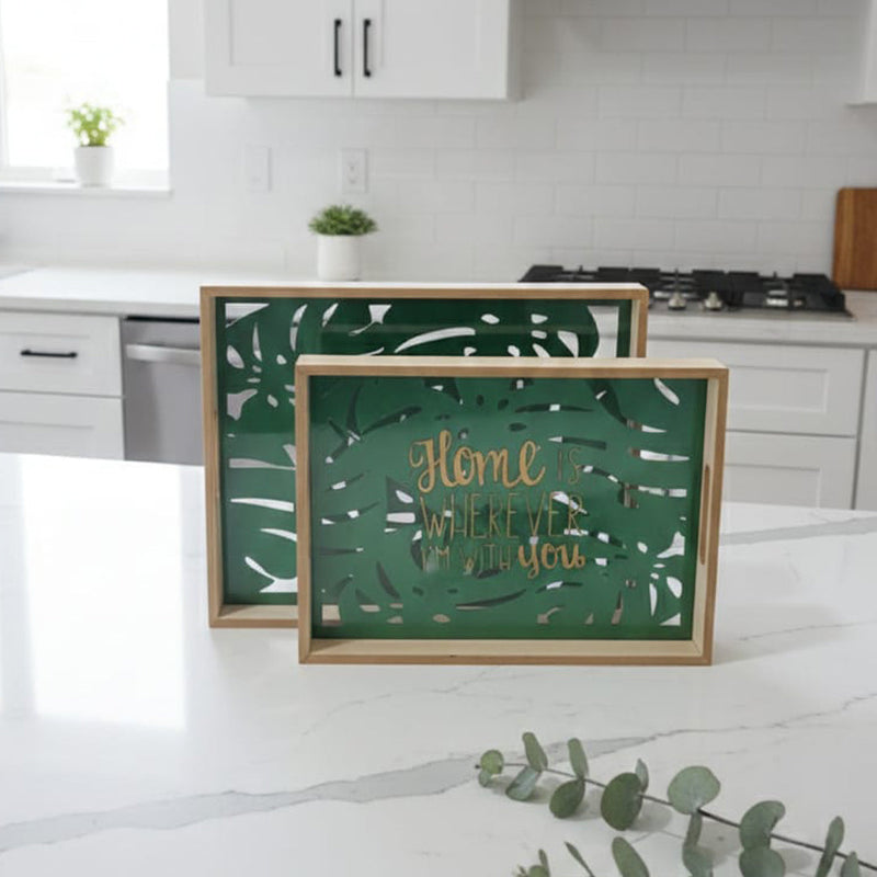 Wood & Glass Tray (set of 2)