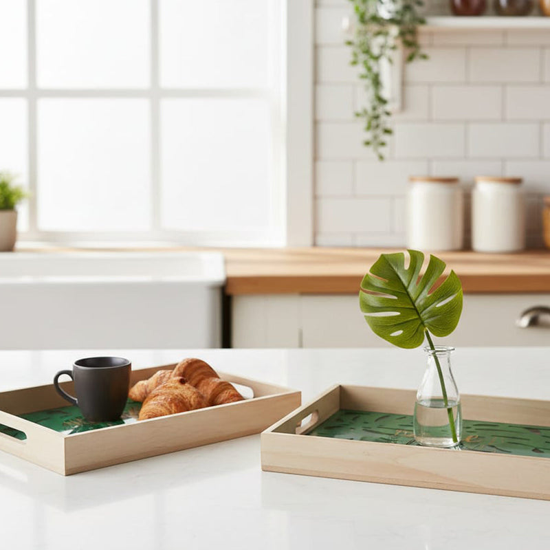 Wood & Glass Tray (set of 2)