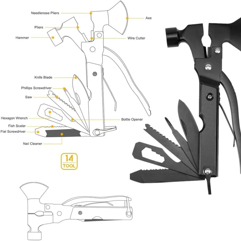 Camping Accessories Multitool - 16 In-1 Survival Tool