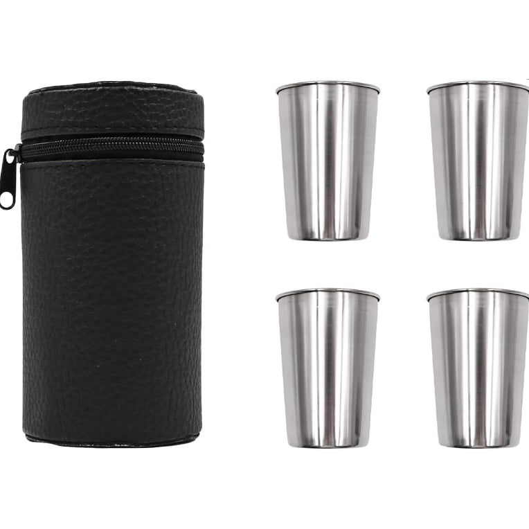 Set of 4 Stainless Steel Shot Cups 150ml
