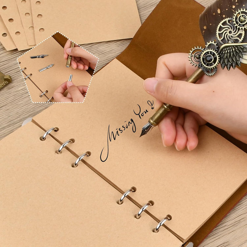 Retro Feather Pen - White