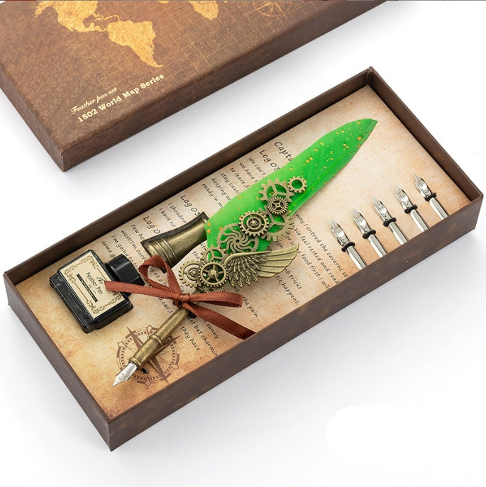 Retro Feather Pen - Green