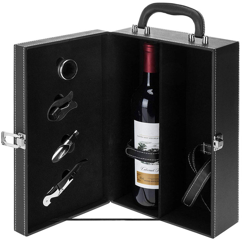 Leather wine box with accessories - 2 bottles