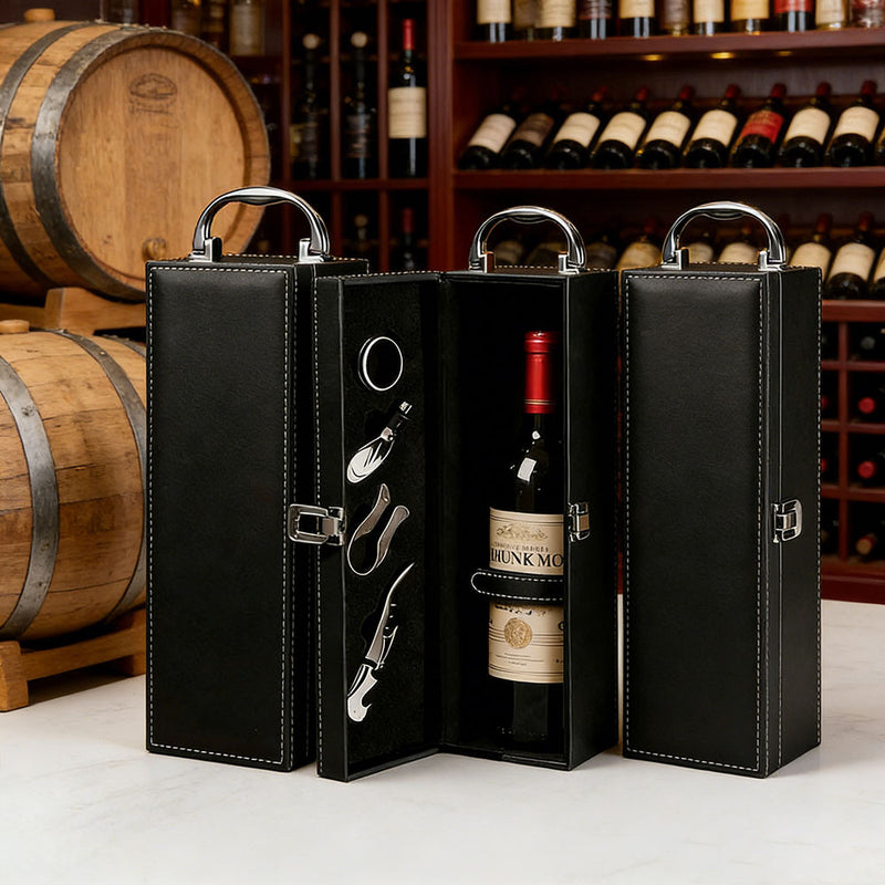 Leather wine box with accessories- 1 bottle