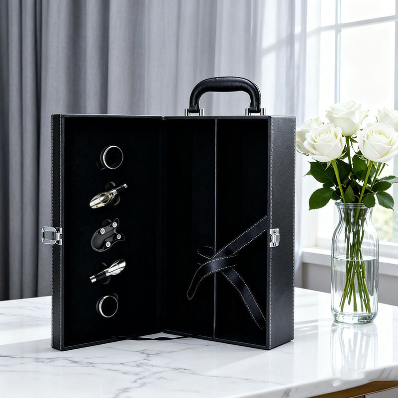 Leather wine box with accessories - 2 bottles