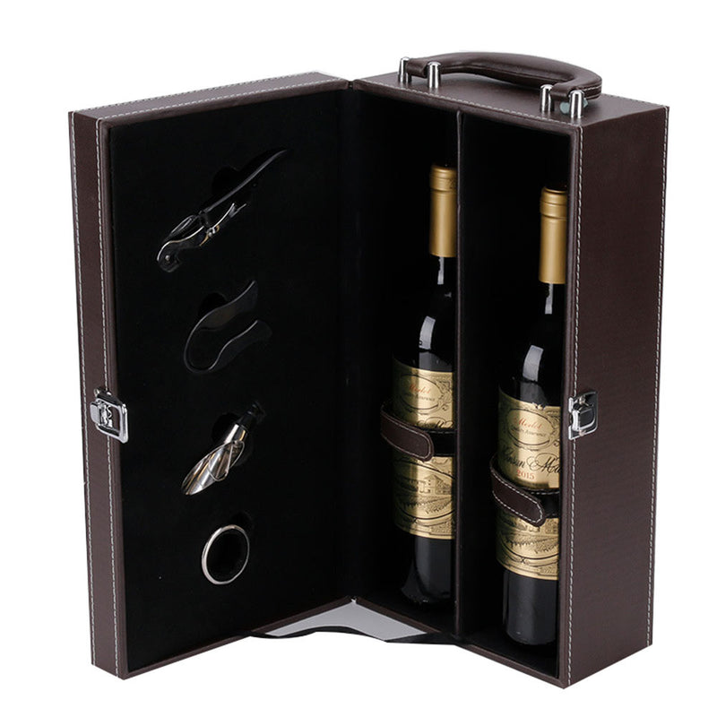 Leather wine box with accessories - 2 bottles