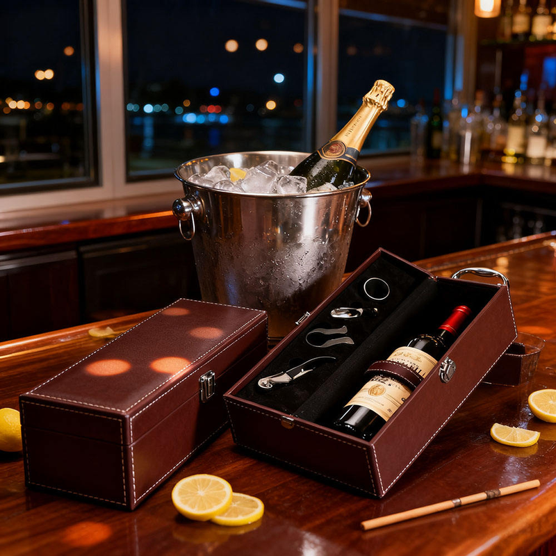 Leather wine box with accessories- 1 bottle