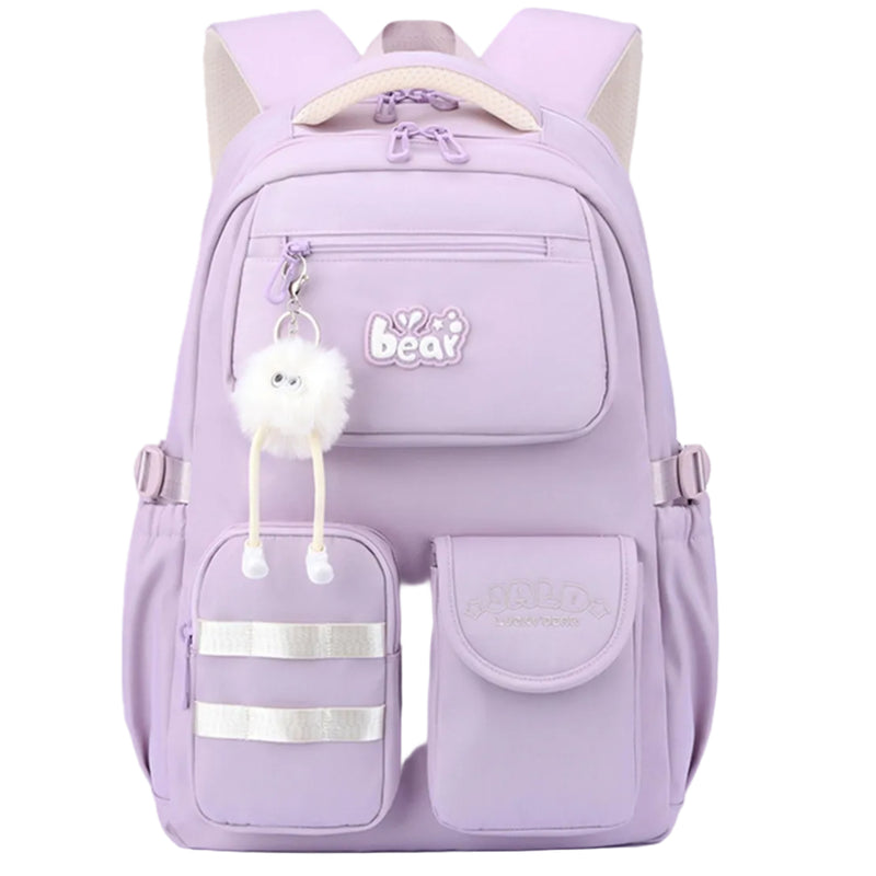 School Backpack - Bear - Purple