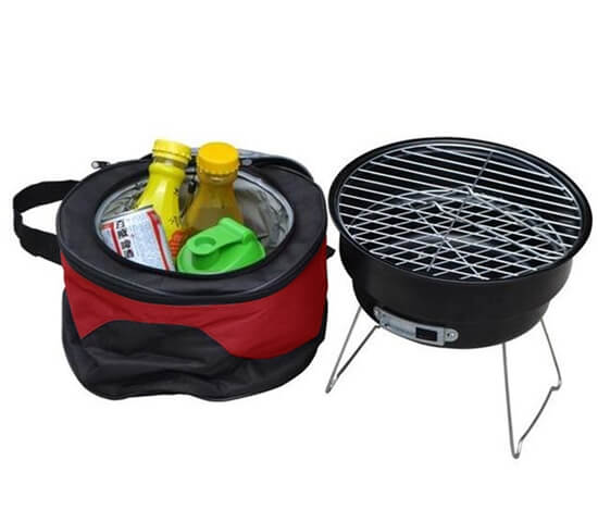 SET OF PORTABLE BBQ WITH COOLER BAG