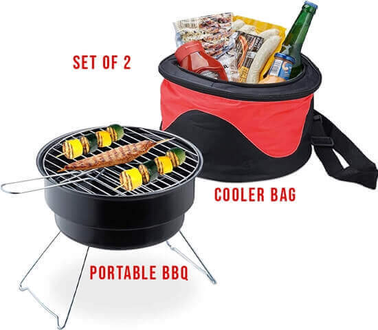 SET OF PORTABLE BBQ WITH COOLER BAG
