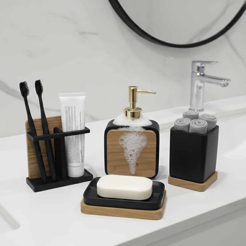 Wood Bath Set of 4 Pieces