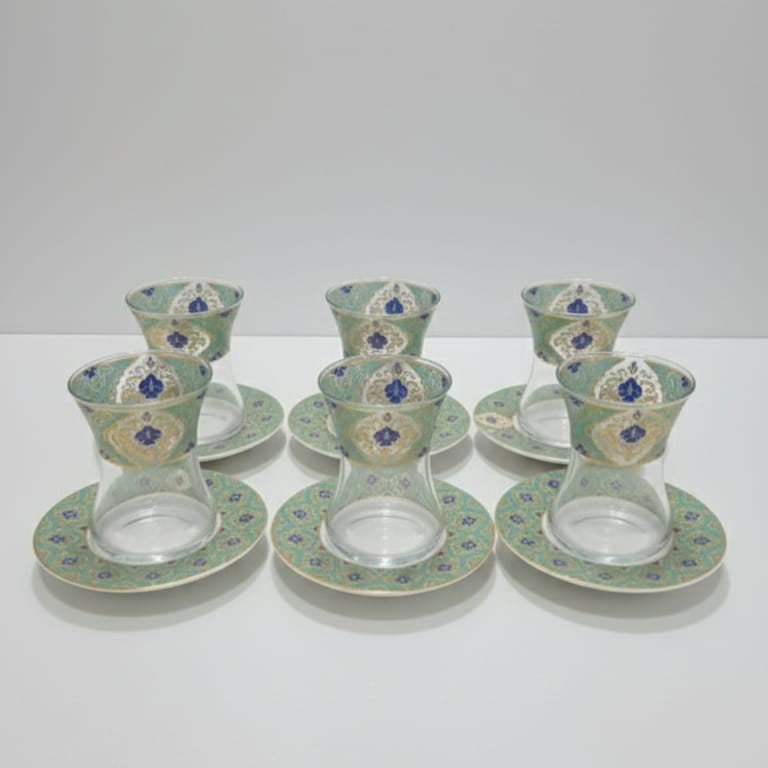 Set of Turkish Tea Cup - Green