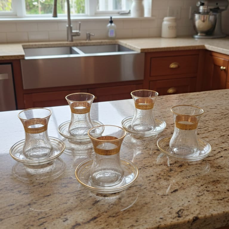 Set of Turkish Tea Cup - Gold
