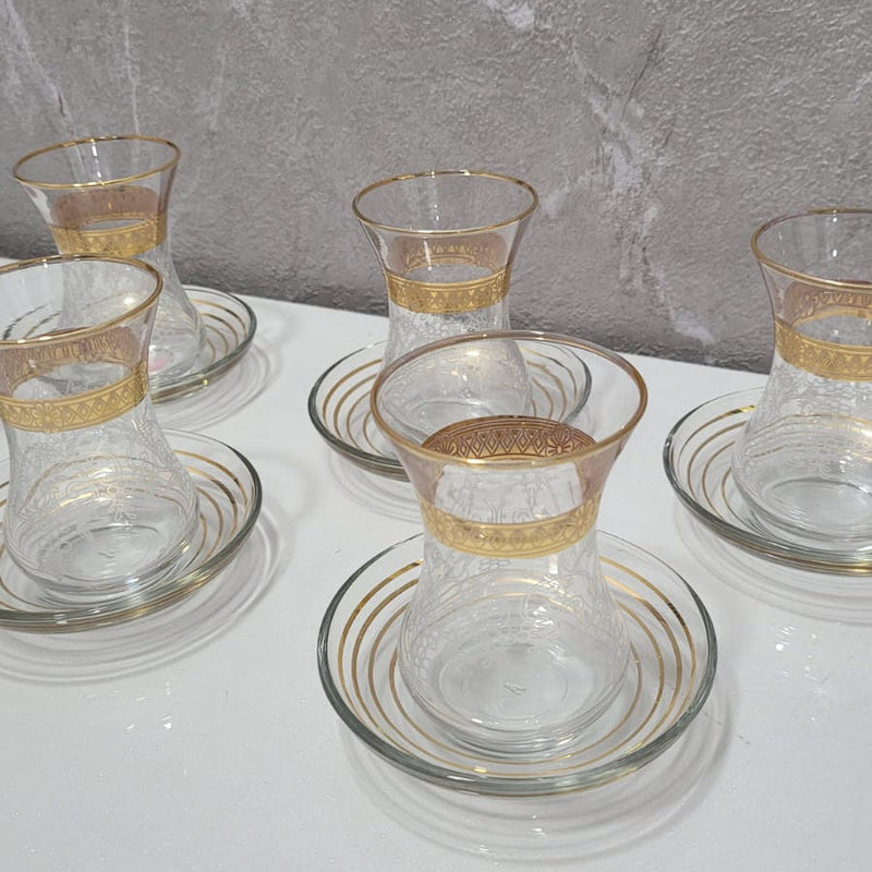 Set of Turkish Tea Cup - Gold