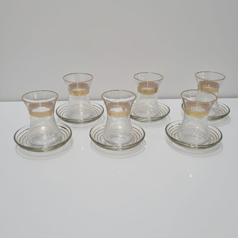 Set of Turkish Tea Cup - Gold