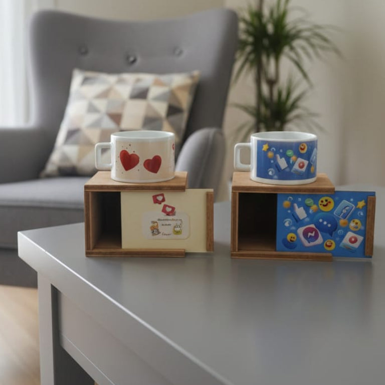 Ceramic Cup with Wood Box