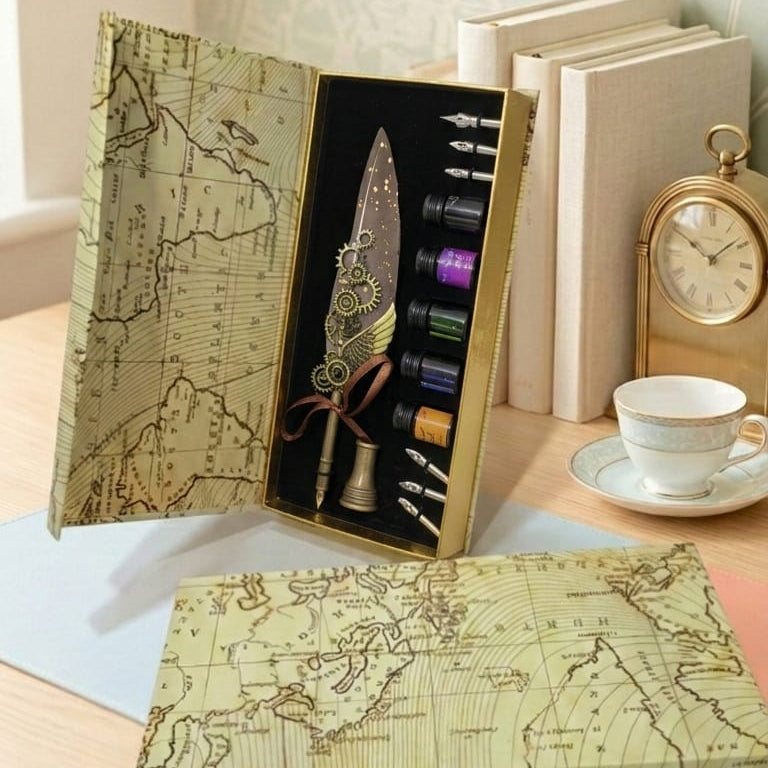 Retro Feather Pen - Brown