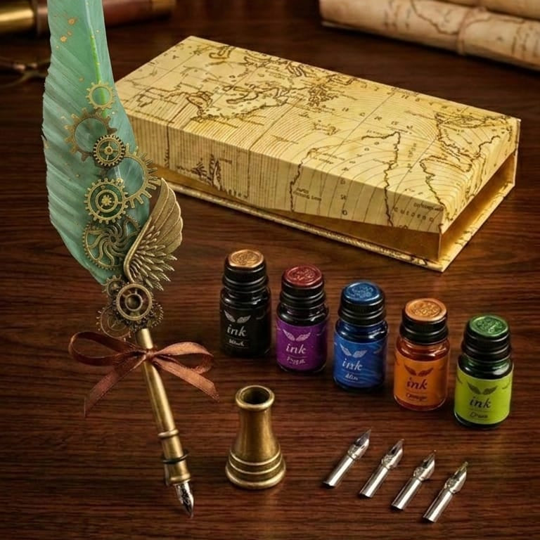 Retro Feather Pen - Green
