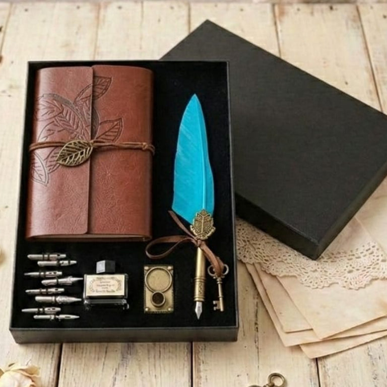 Retro Feather Pen - Blue