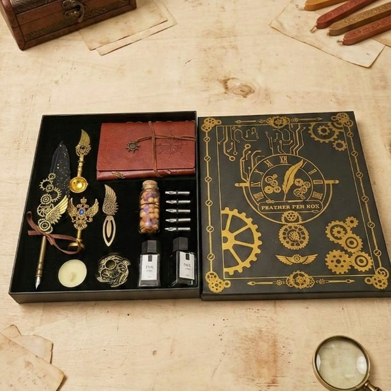 Luxury Retro Feather Pen - Black