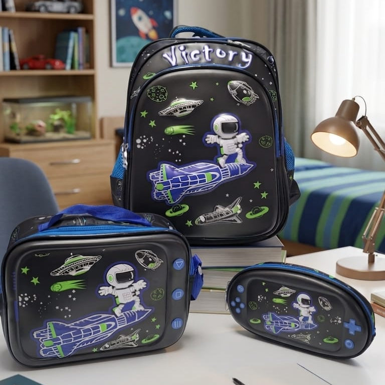 3d School Backpack (set of 3 Pieces) - Space