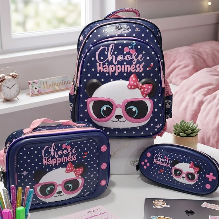 3d School Backpack (set of 3 Pieces) - Panda