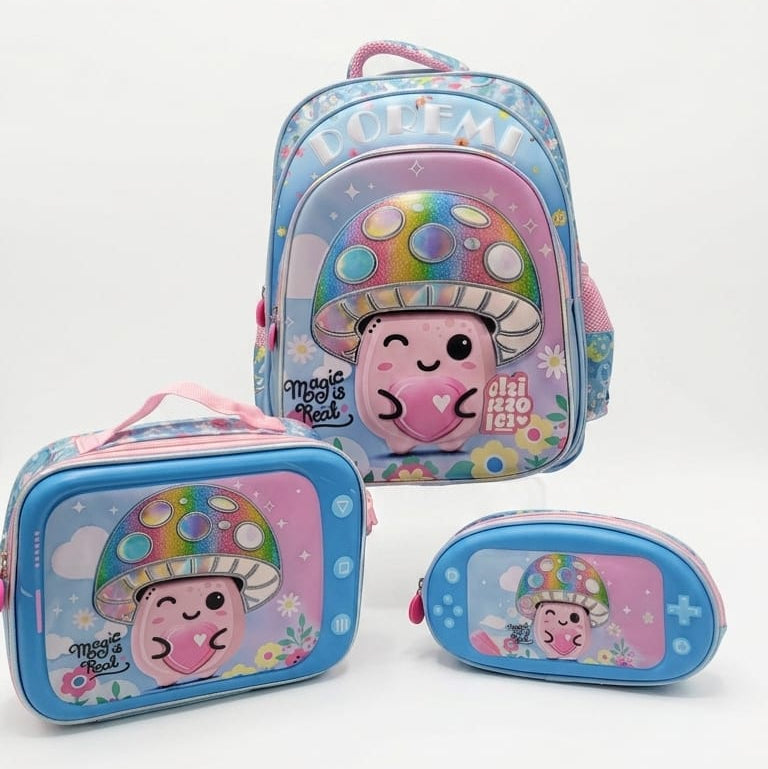 3d School Backpack (set of 3 Pieces) - Mushroom