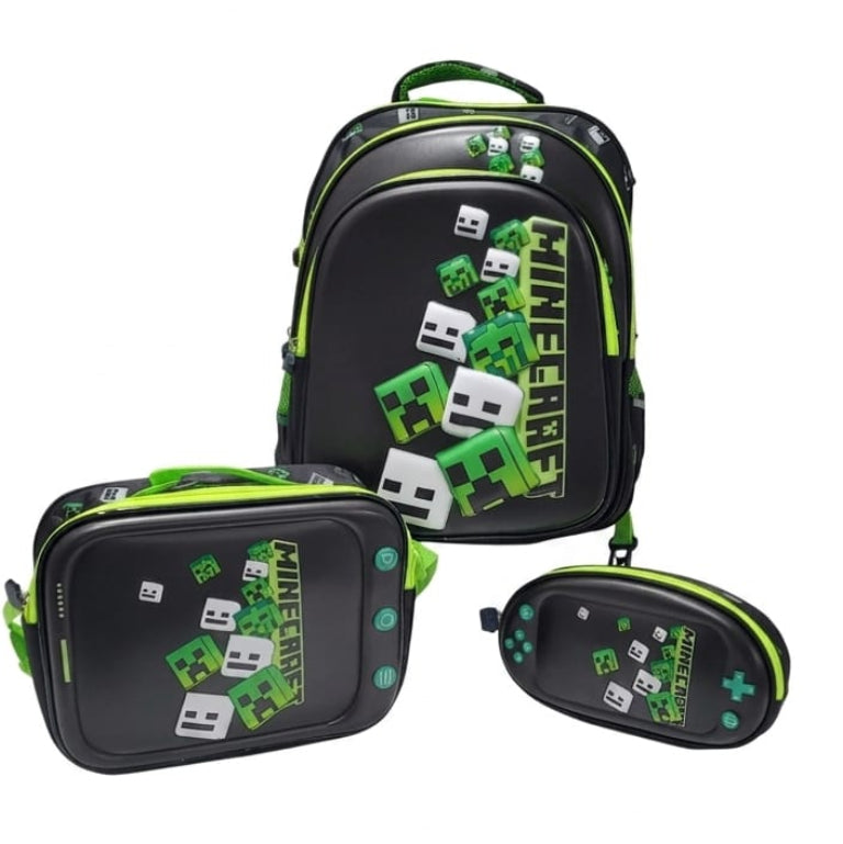3d School Backpack (set of 3 Pieces) - Minecraft