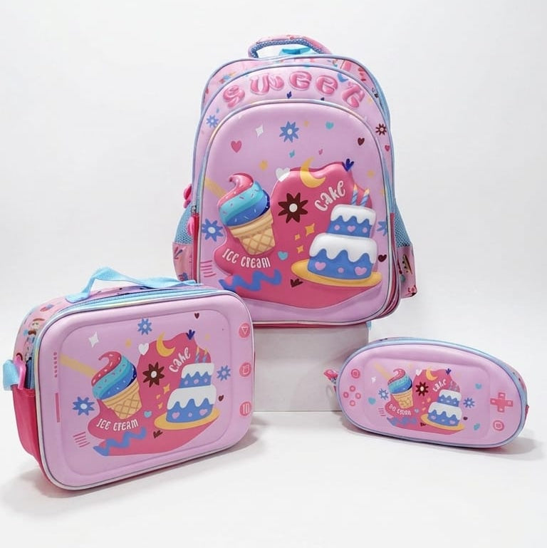 3d School Backpack (set of 3 Pieces) - Cake