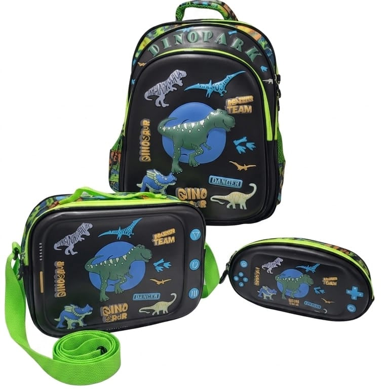 3d School Backpack (set of 3 Pieces) - Dino