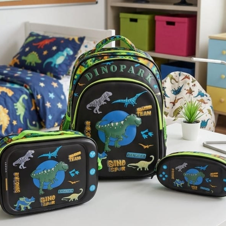 3d School Backpack (set of 3 Pieces) - Dino