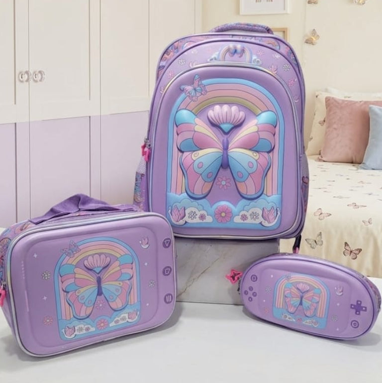 3d School Backpack (set of 3 Pieces) - Butterfly