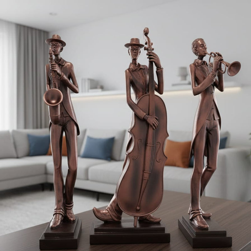 BRONZE SCULPTURE MUSICAL BAND - 3 Pcs