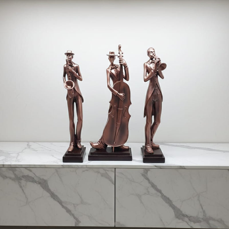 BRONZE SCULPTURE MUSICAL BAND - 3 Pcs