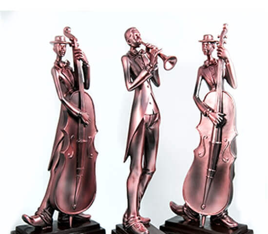 BRONZE SCULPTURE MUSICAL BAND - 3 Pcs