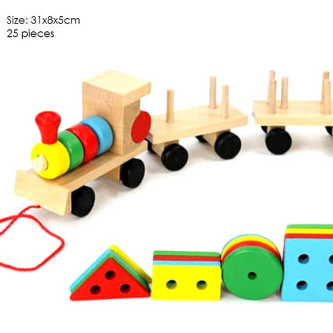 WOODEN BUILDING BLOCK TRAIN