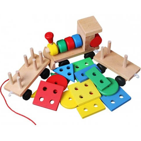 WOODEN BUILDING BLOCK TRAIN