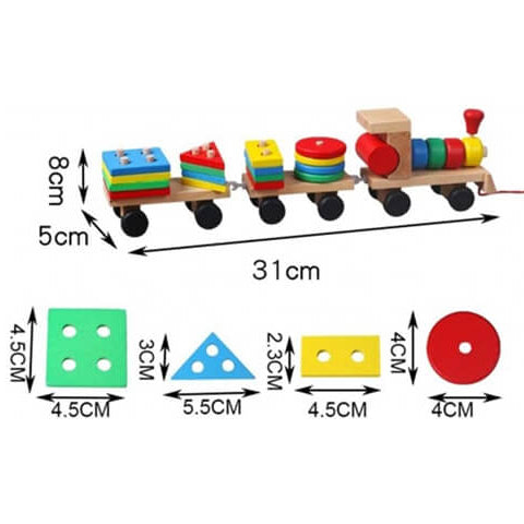 WOODEN BUILDING BLOCK TRAIN