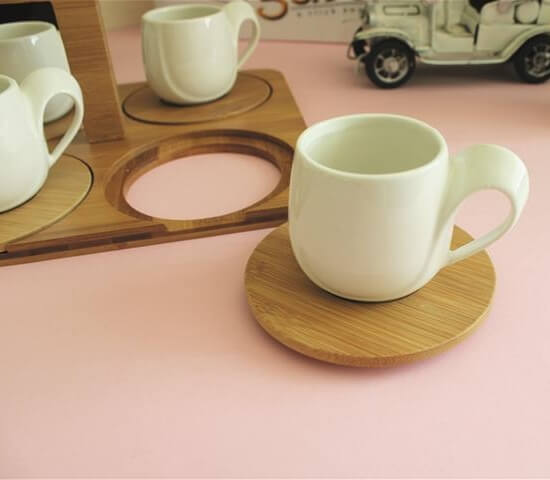SET OF 6 CUPS WITH BAMBOO BASE